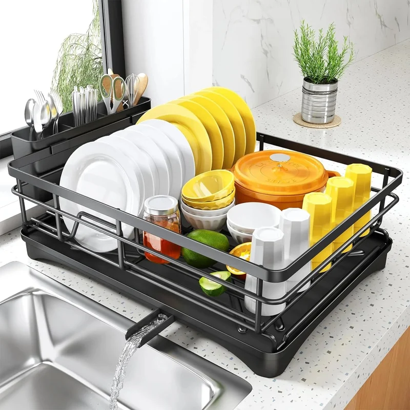 Euroselle Heavy Duty Stainless Steel Dish Rack With Efficient Drainboard And Cutlery Slot