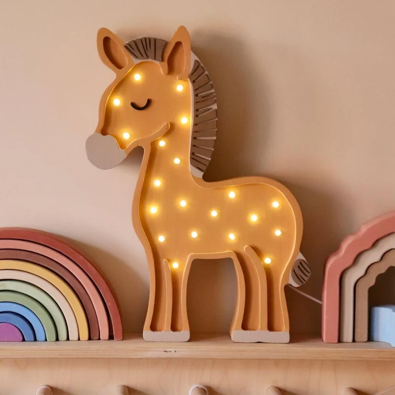 LED Nachtlicht Pferd aus Holz, dimmbar