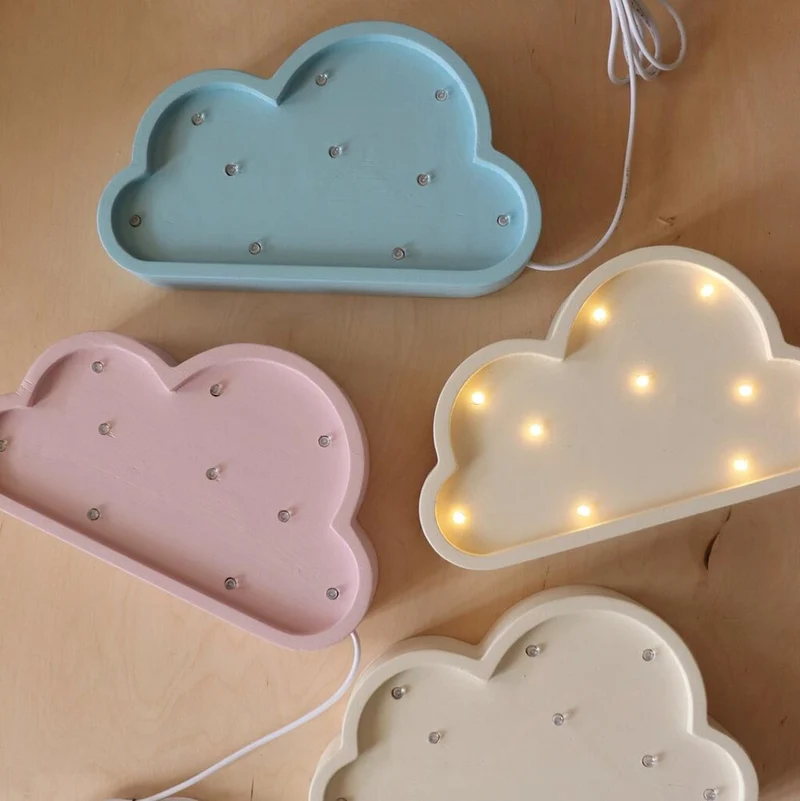 Mini LED Nachtlicht Wolke aus Holz, dimmbar