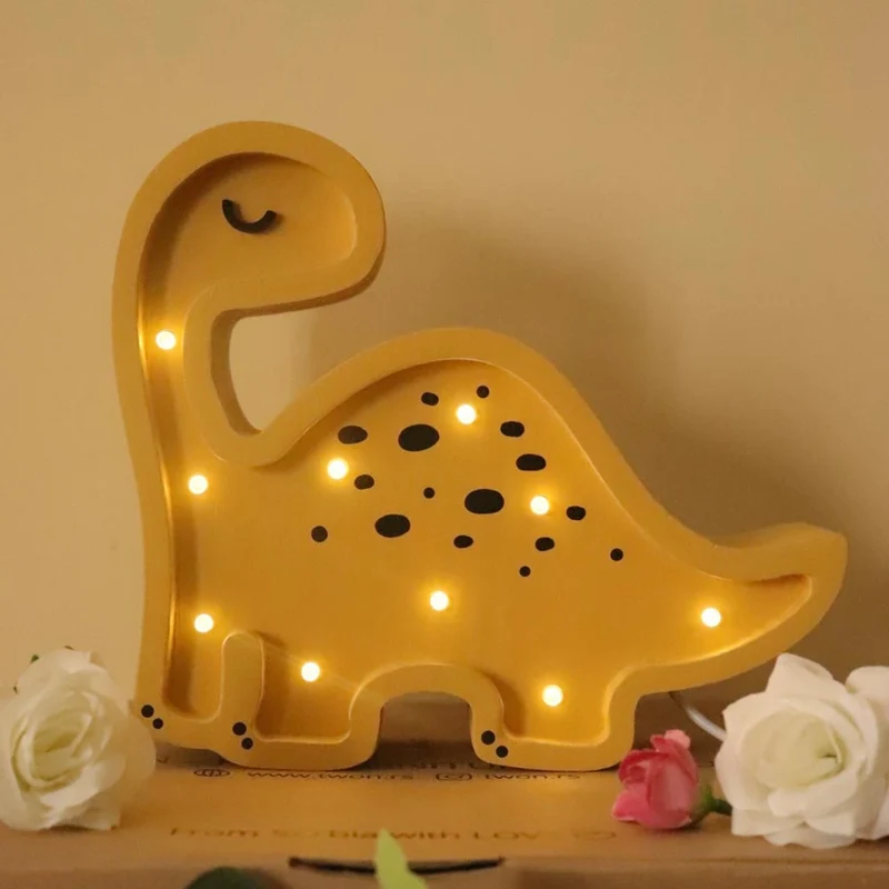 Mini LED Nachtlicht Dino aus Holz, dimmbar