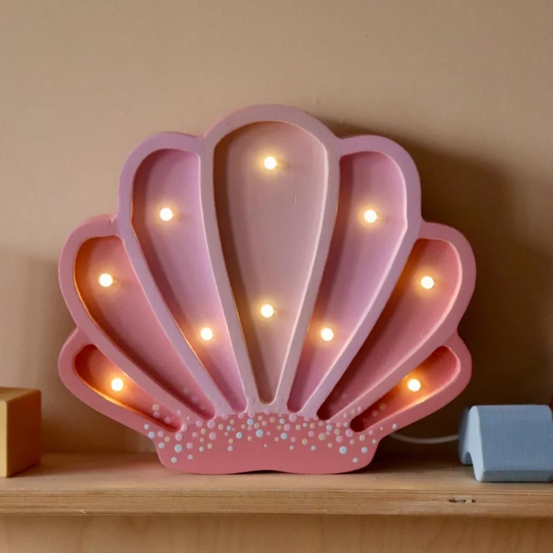 Mini LED Nachtlicht Muschel aus Holz, dimmbar