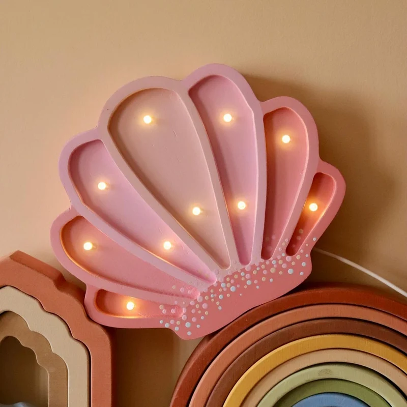 Mini LED Nachtlicht Muschel aus Holz, dimmbar