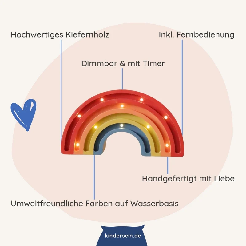 Mini LED Nachtlicht Regenbogen aus Holz, dimmbar