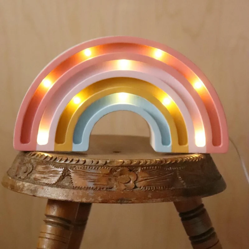 Mini LED Nachtlicht Regenbogen aus Holz, dimmbar
