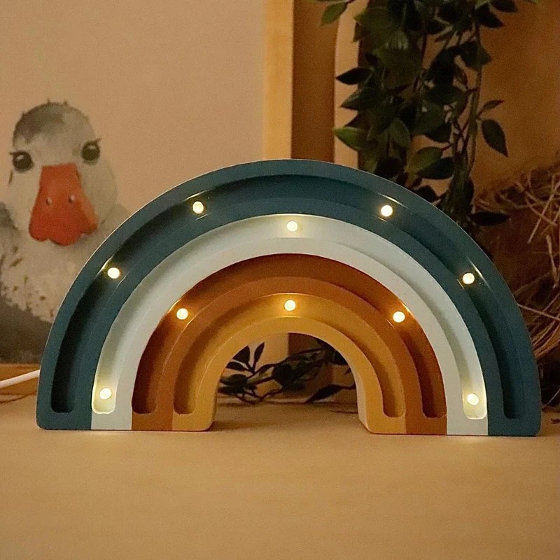 Mini LED Nachtlicht Regenbogen aus Holz, dimmbar