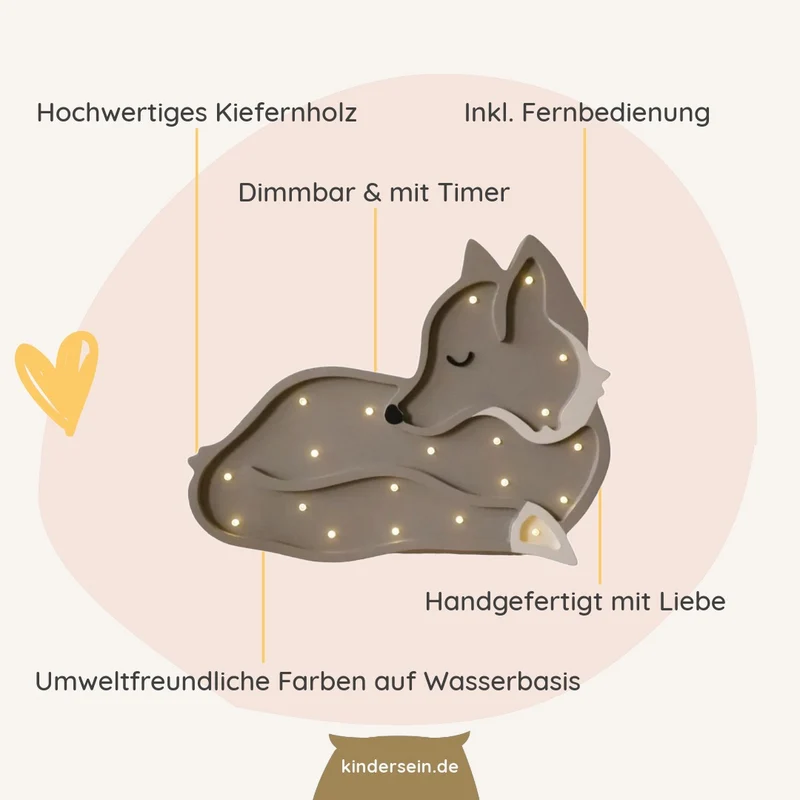 LED Nachtlicht Wolf aus Holz, dimmbar