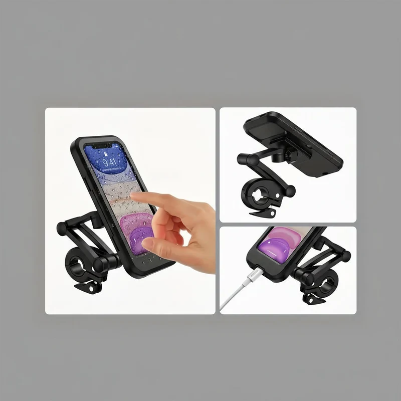 Euroselle Telescopic Magnetic Bike And E-Bike Phone Holder ABS Design