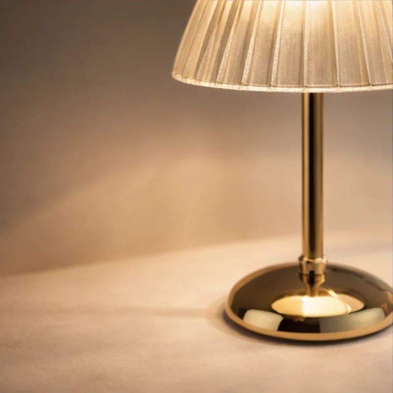 Euroselle Cordless Dome Shade Table Lamp With Ribbed Transparent Shade Chrome Base And Touch Dimmer