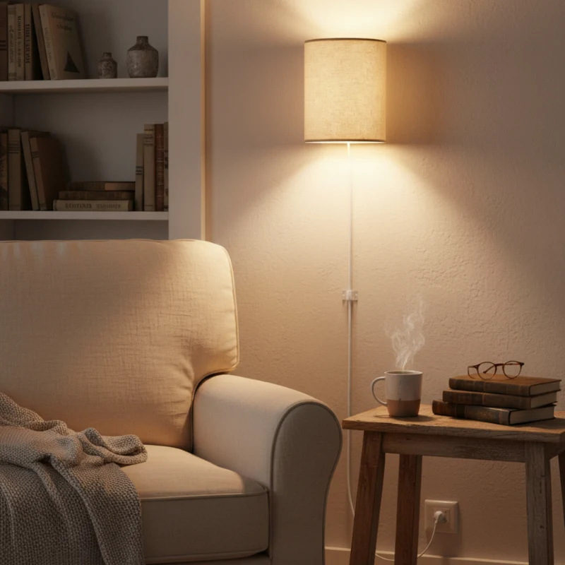 Euroselle Drum Fabric Wall Sconce With Soft Light And Plug-In Installation