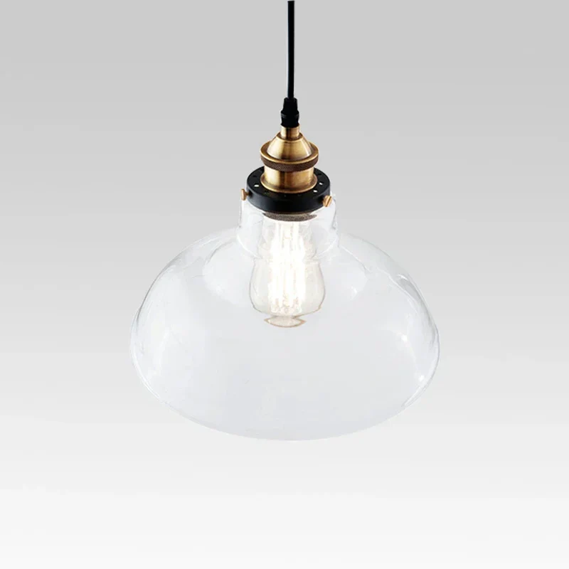 Euroselle Industrial Pendant Light With Single Glass Dome