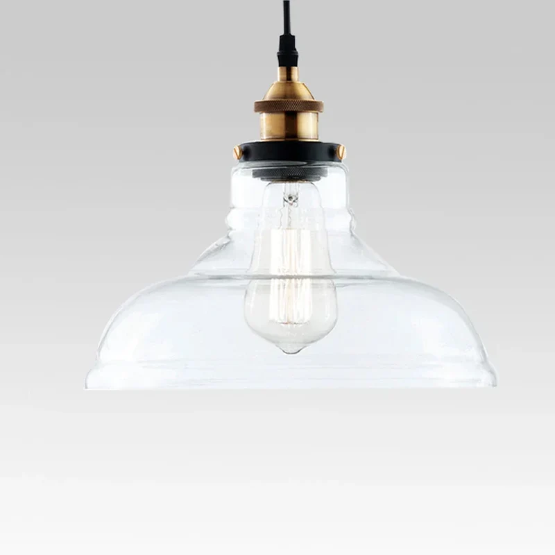 Euroselle Industrial Pendant Light With Single Glass Dome