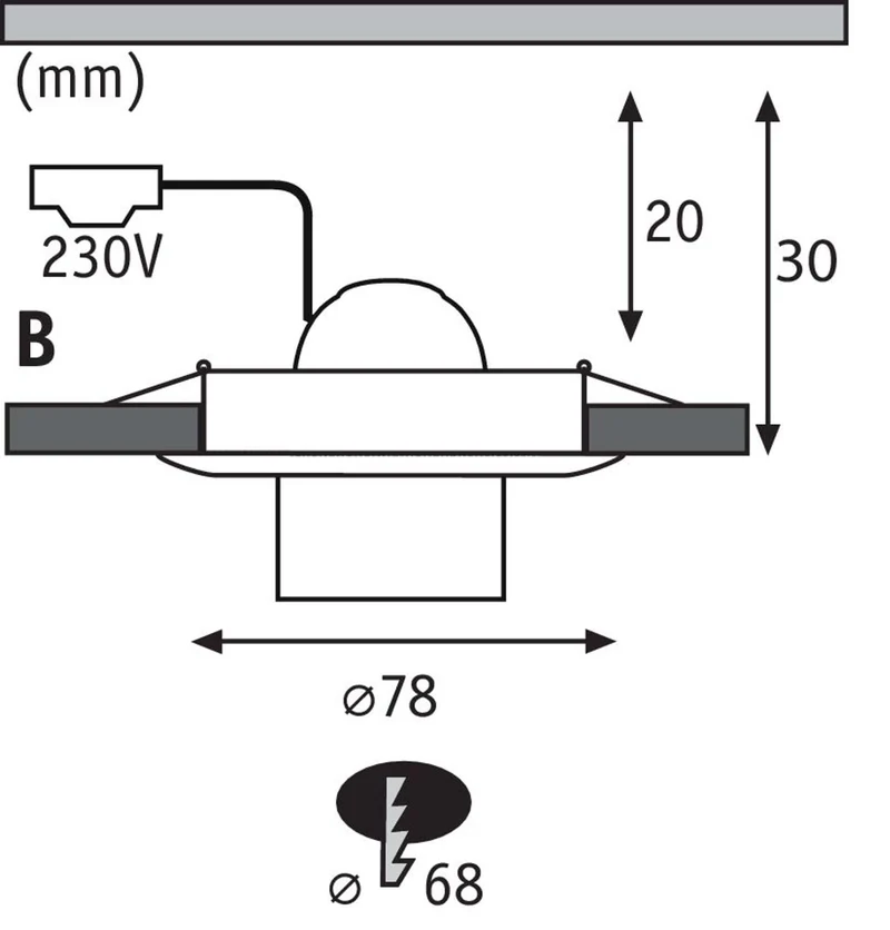 Einbaustrahler Nova starr mit E27 Fassung