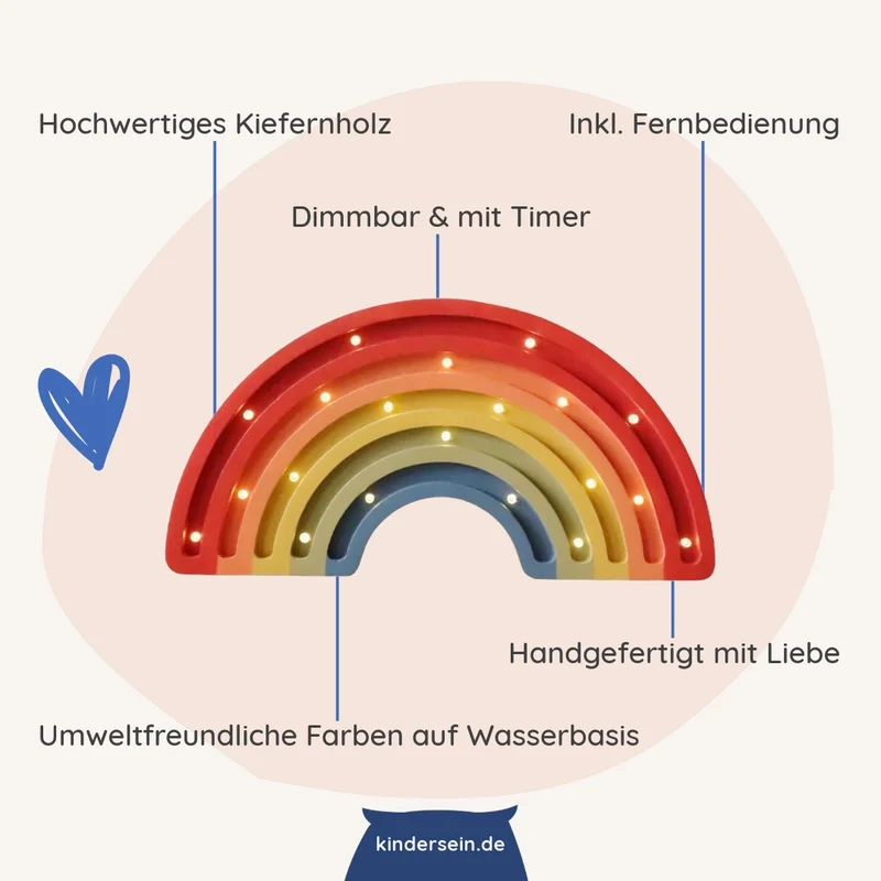 LED Nachtlicht Regenbogen aus Holz, dimmbar
