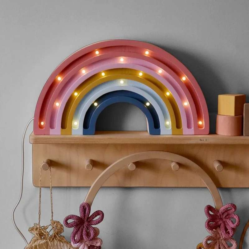 LED Nachtlicht Regenbogen aus Holz, dimmbar