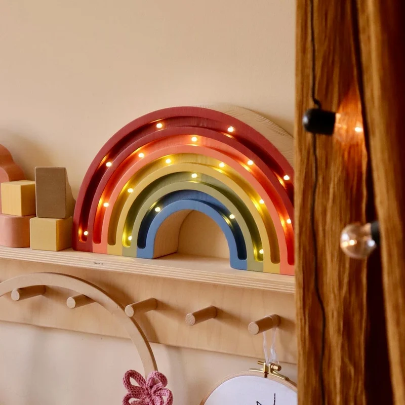 LED Nachtlicht Regenbogen aus Holz, dimmbar