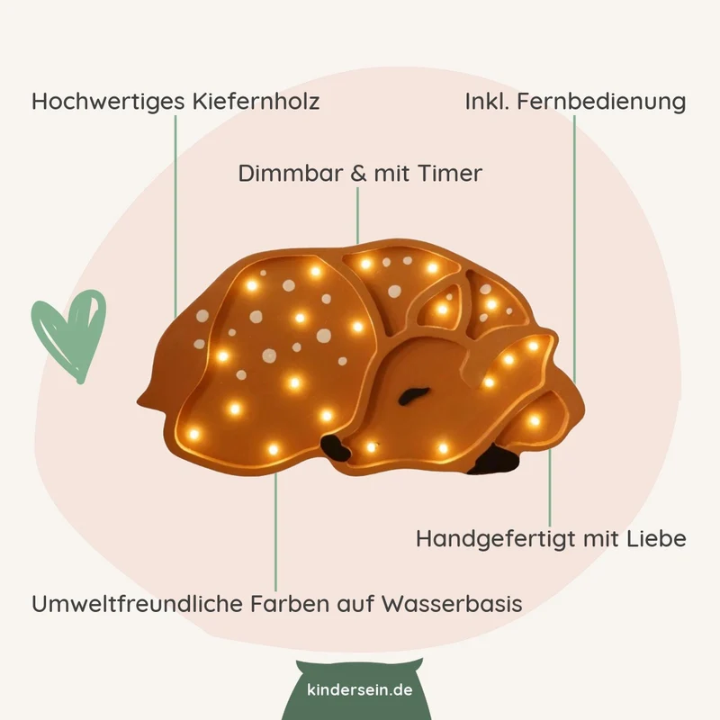 LED Nachtlicht Reh aus Holz, dimmbar