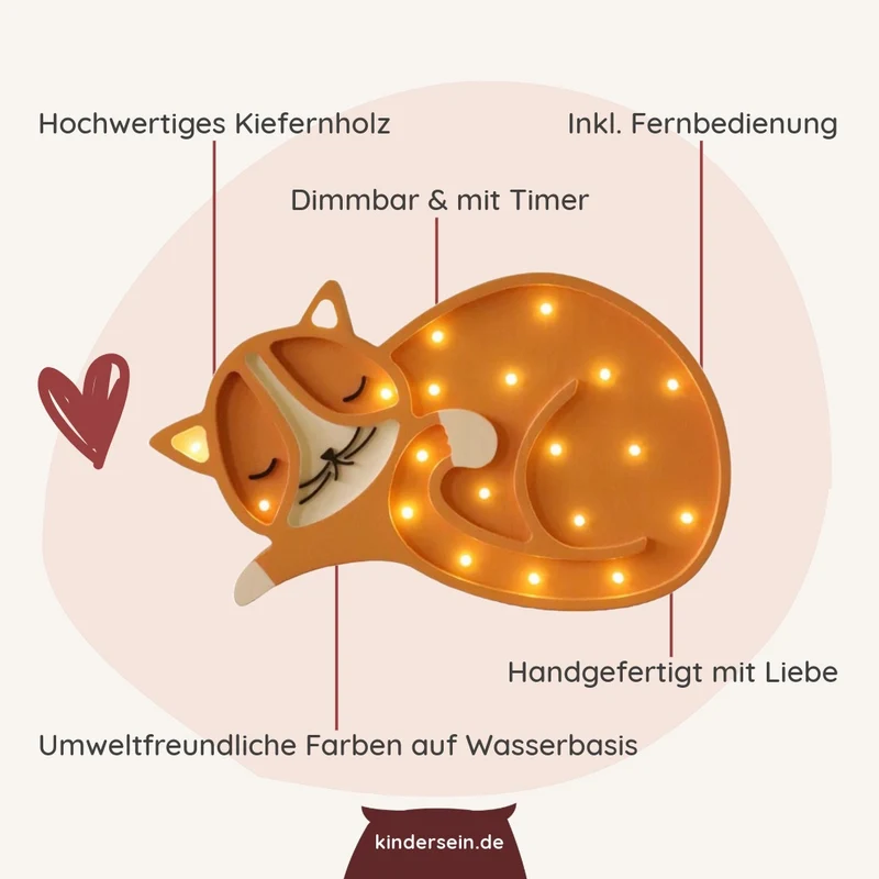 LED Nachtlicht Katze aus Holz, dimmbar