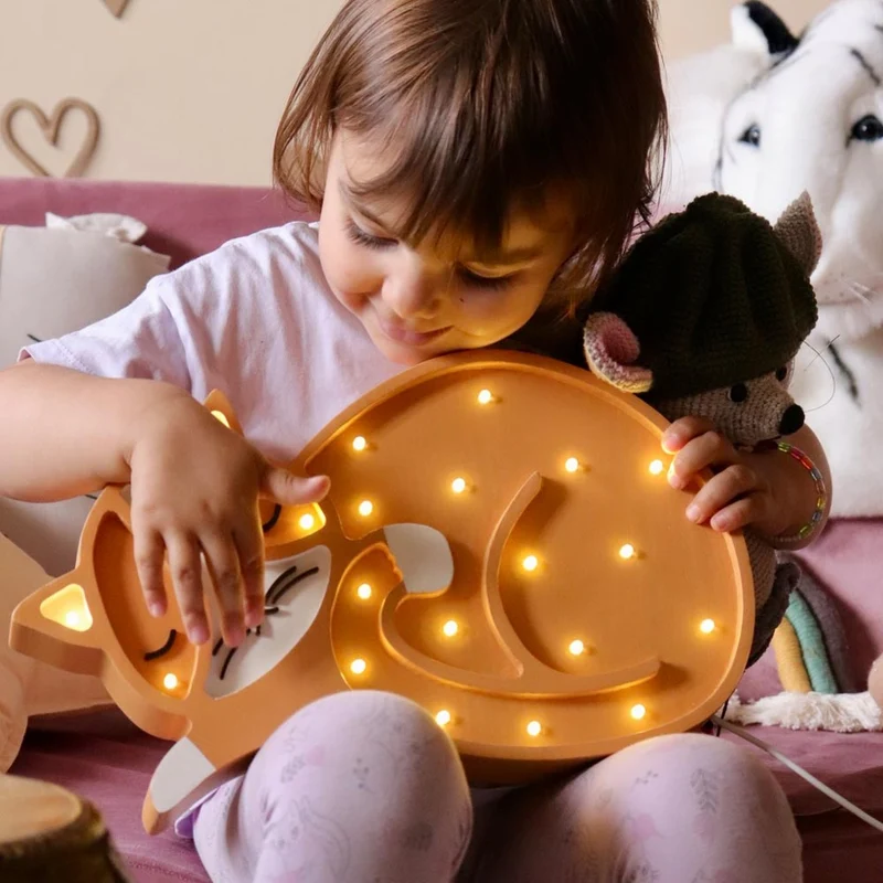 LED Nachtlicht Katze aus Holz, dimmbar