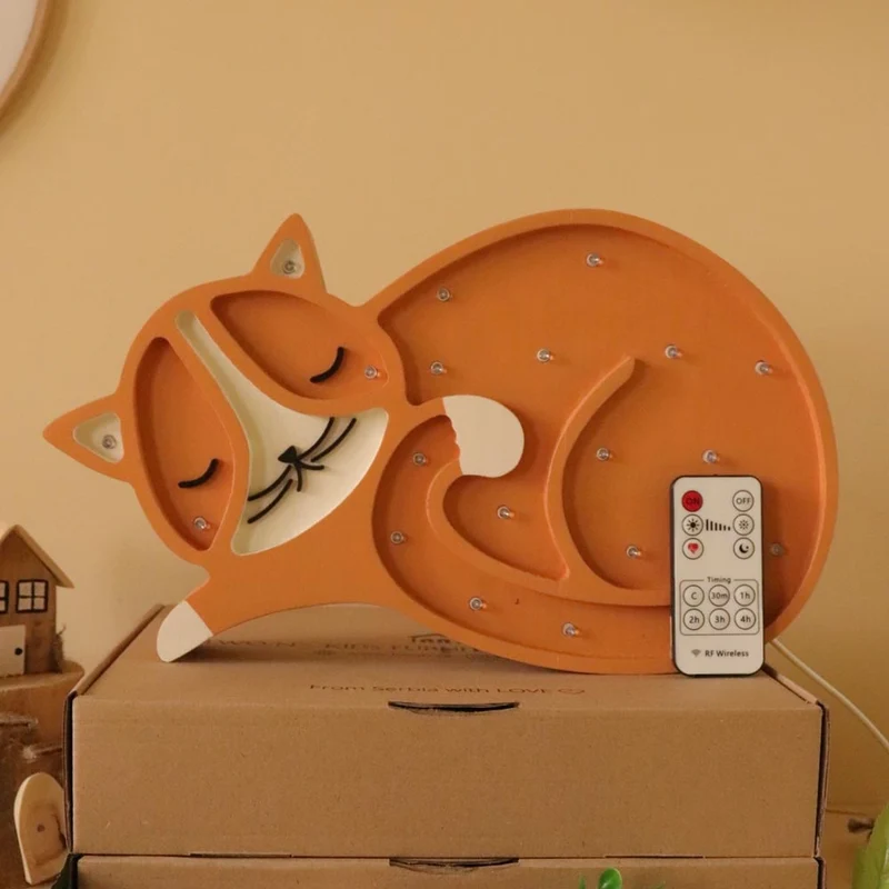 LED Nachtlicht Katze aus Holz, dimmbar