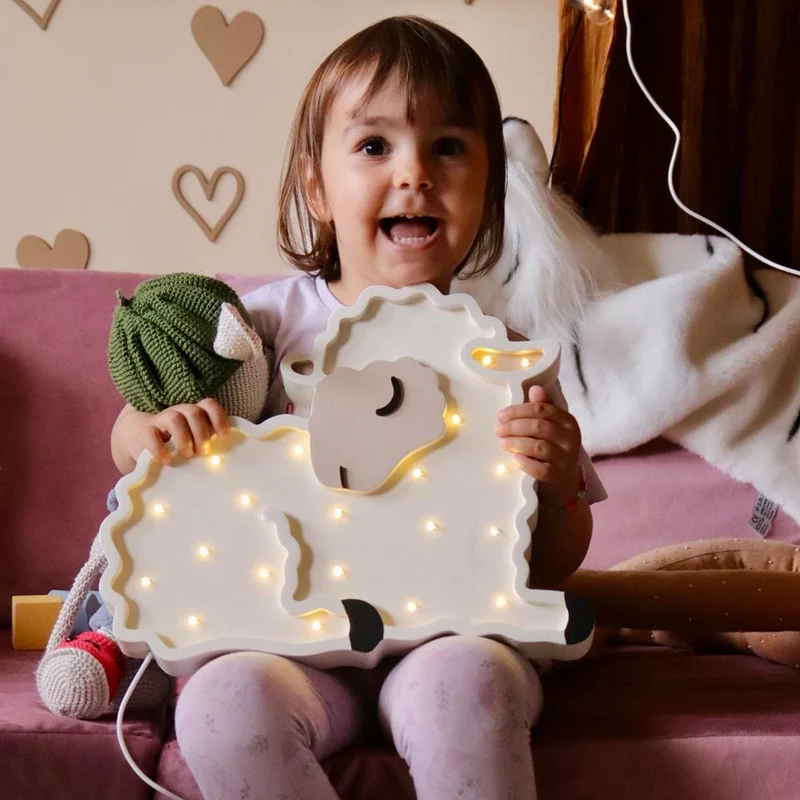 LED Nachtlicht Schaf aus Holz, dimmbar