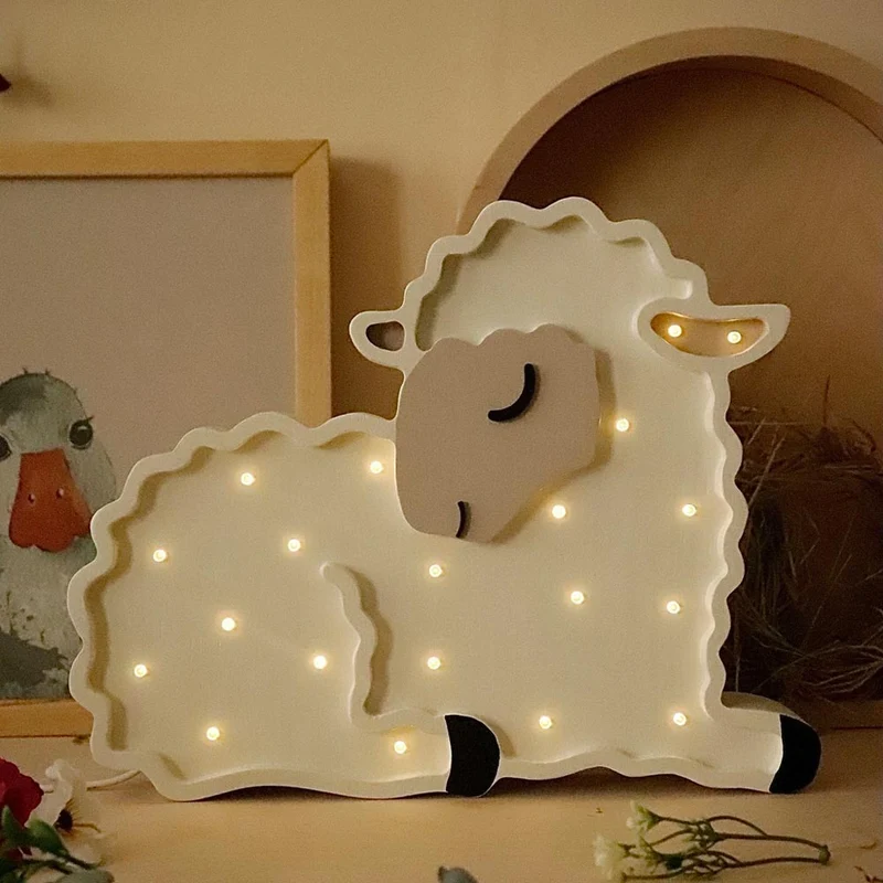 LED Nachtlicht Schaf aus Holz, dimmbar