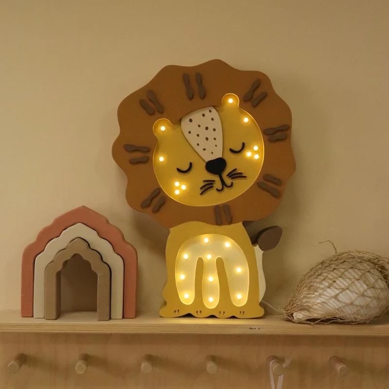 LED Nachtlicht Löwe aus Holz, dimmbar