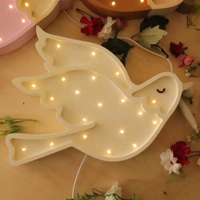 LED Nachtlicht Taube aus Holz, dimmbar