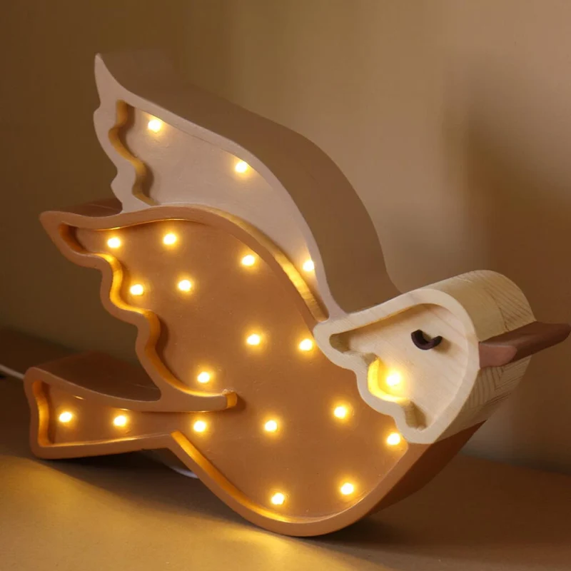 LED Nachtlicht Taube aus Holz, dimmbar