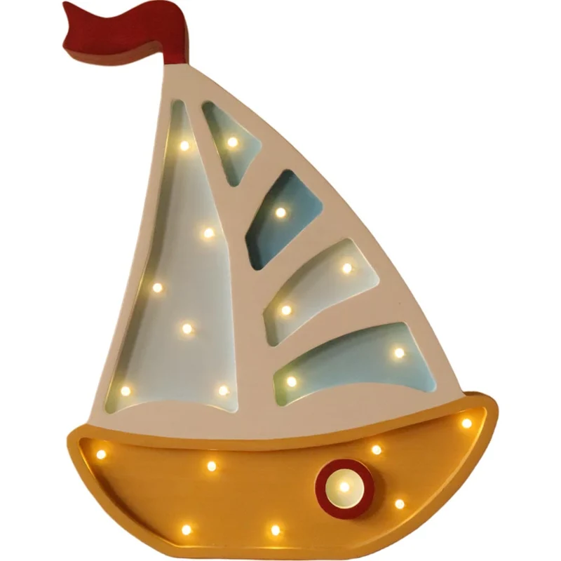 LED Nachtlicht Segelboot aus Holz, dimmbar