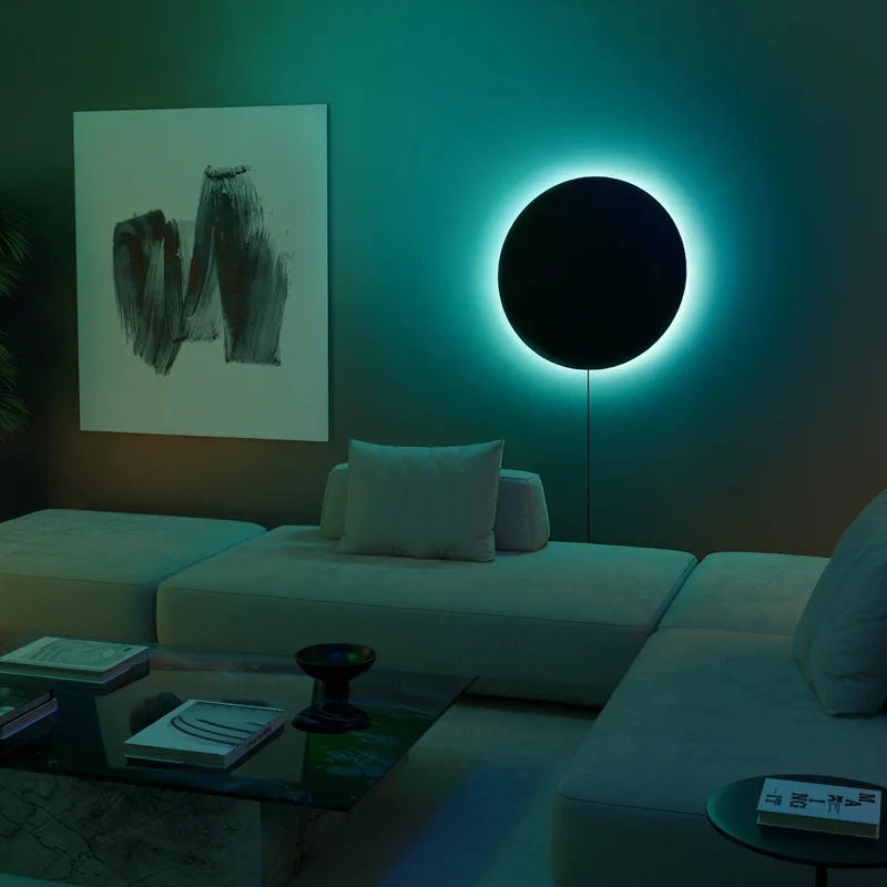 Euroselle Eclipse Glow Wall Sconce With Customizable LED Mood Lighting Fixture