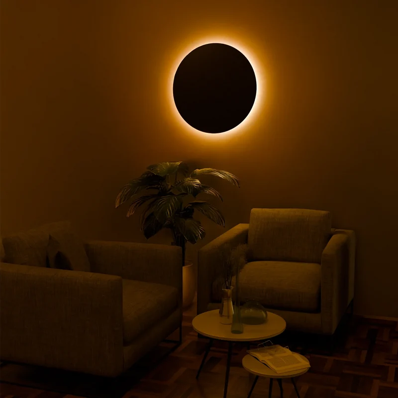 Euroselle Eclipse Glow Wall Sconce With Customizable LED Mood Lighting Fixture
