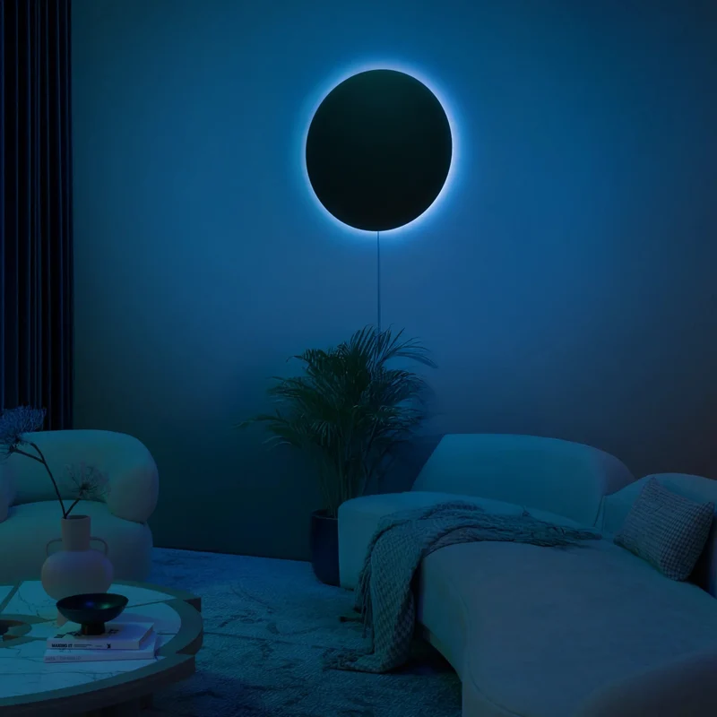 Euroselle Eclipse Glow Wall Sconce With Customizable LED Mood Lighting Fixture
