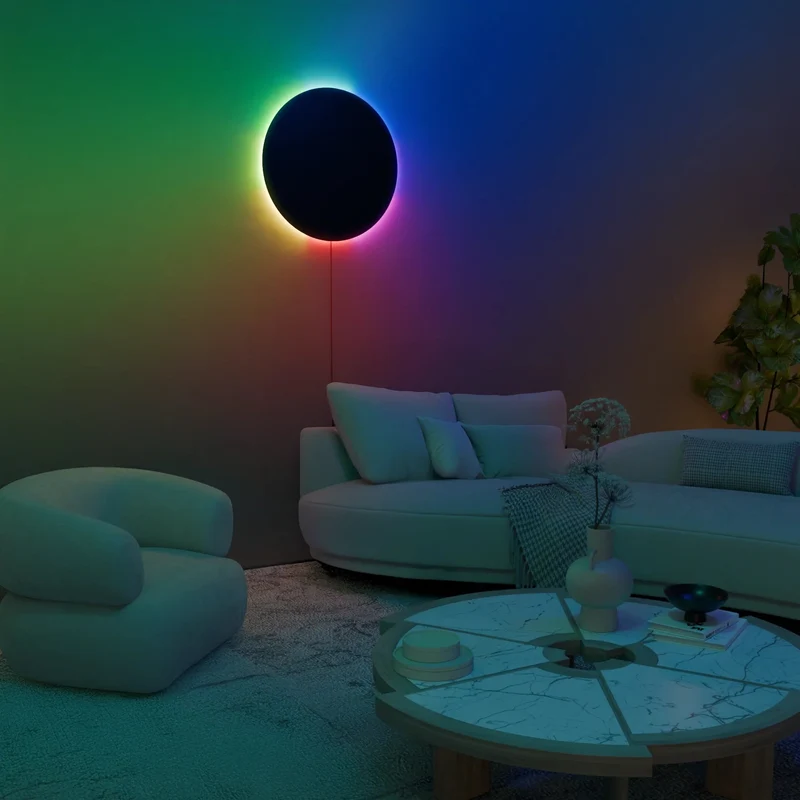 Euroselle Eclipse Glow Wall Sconce With Customizable LED Mood Lighting Fixture