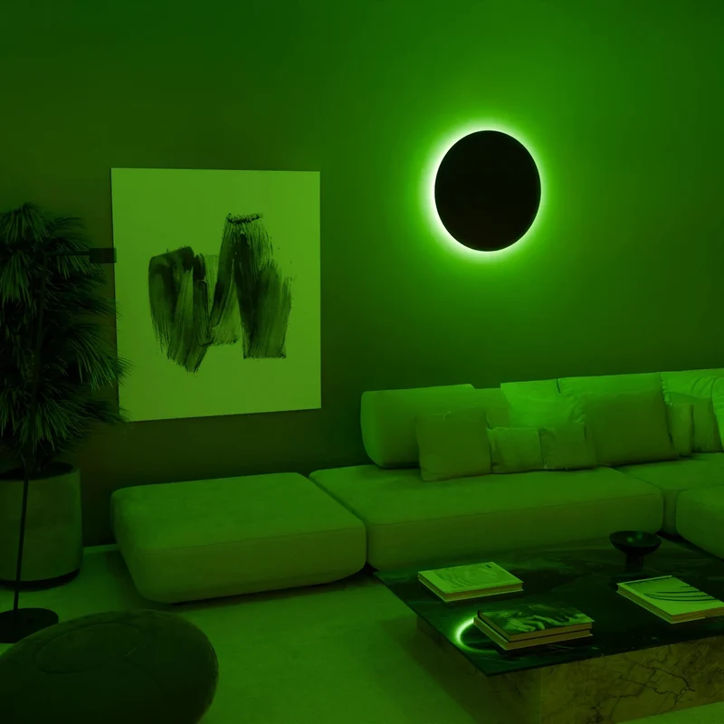 Euroselle Eclipse Glow Wall Sconce With Customizable LED Mood Lighting Fixture