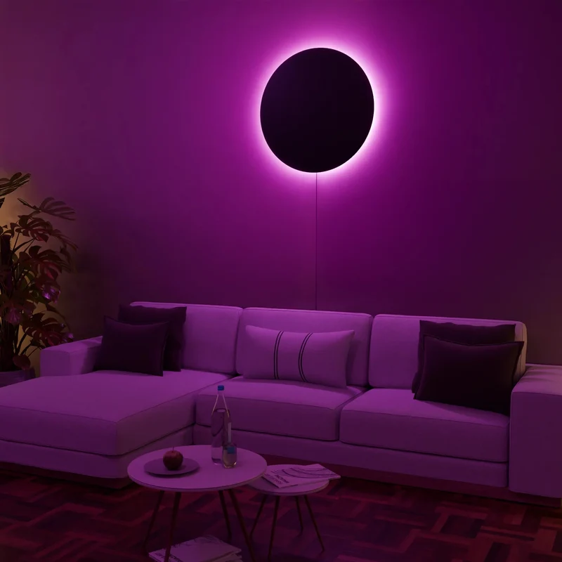 Euroselle Eclipse Glow Wall Sconce With Customizable LED Mood Lighting Fixture