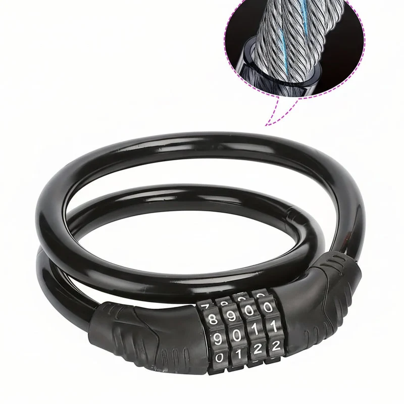Euroselle 4-Digit Code Steel Security Cable Lock for Electric and Road Bikes