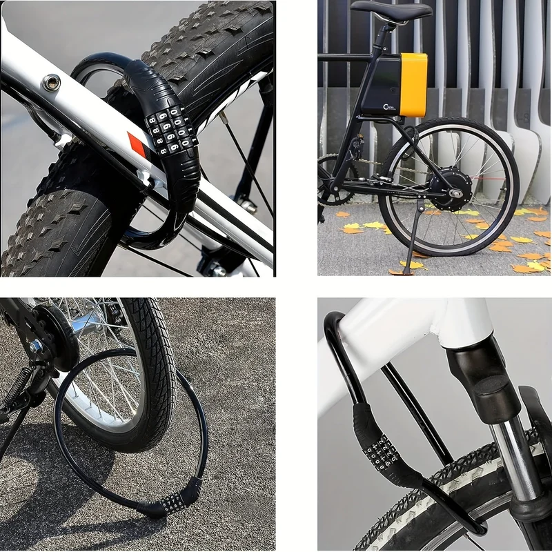 Euroselle 4-Digit Code Steel Security Cable Lock for Electric and Road Bikes