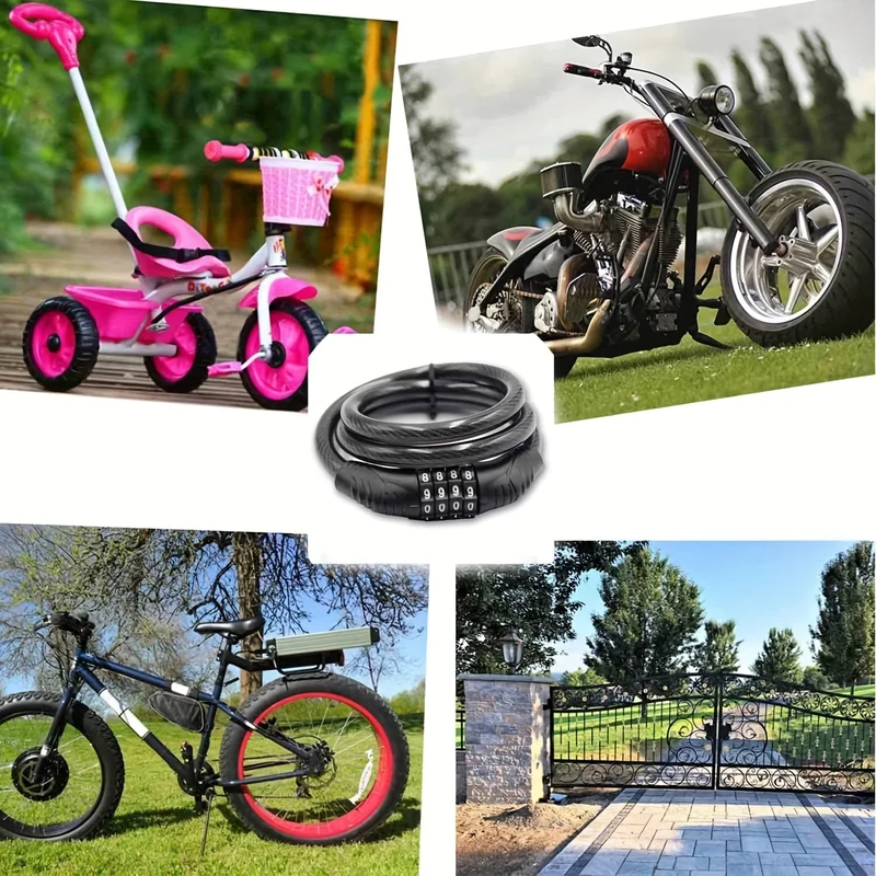 Euroselle 4-Digit Code Steel Security Cable Lock for Electric and Road Bikes