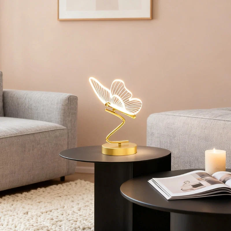 Euroselle Butterfly Table Lamp Cordless Rechargeable Nightstand Light With Adjustable Lighting