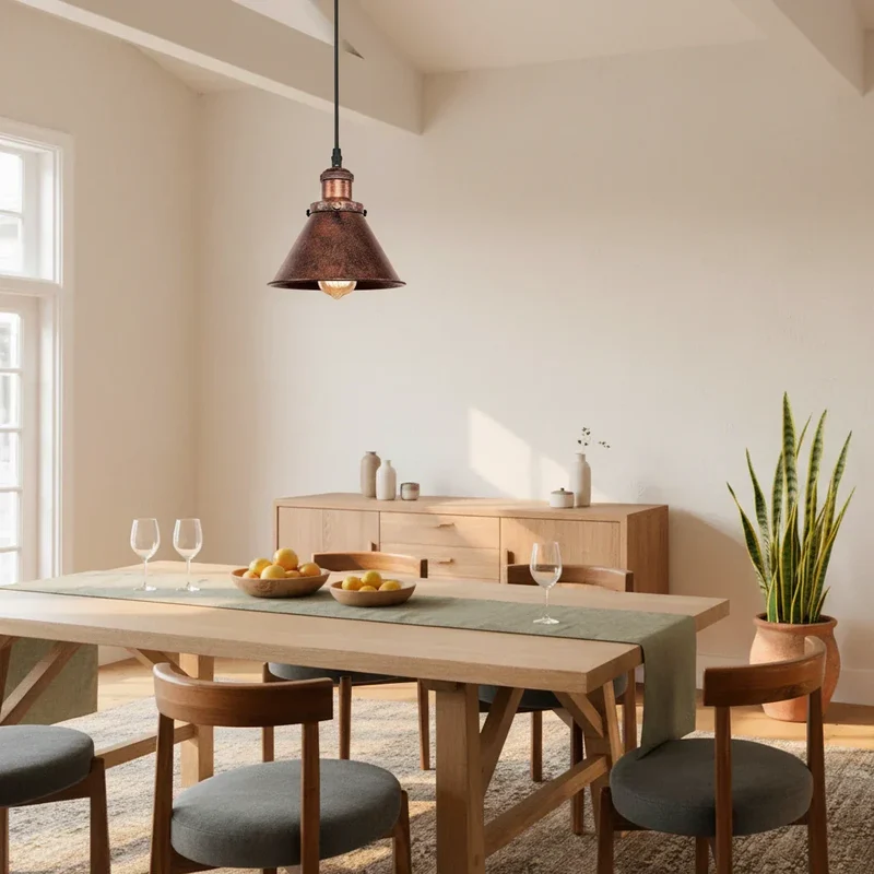 Euroselle Copper Rustic Pendant Light for Farmhouse Style With Vintage Charm
