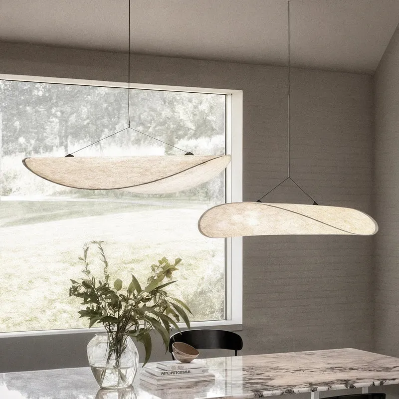 Euroselle Japandi Pendant Light With Silk Shade For Dining And Living Areas