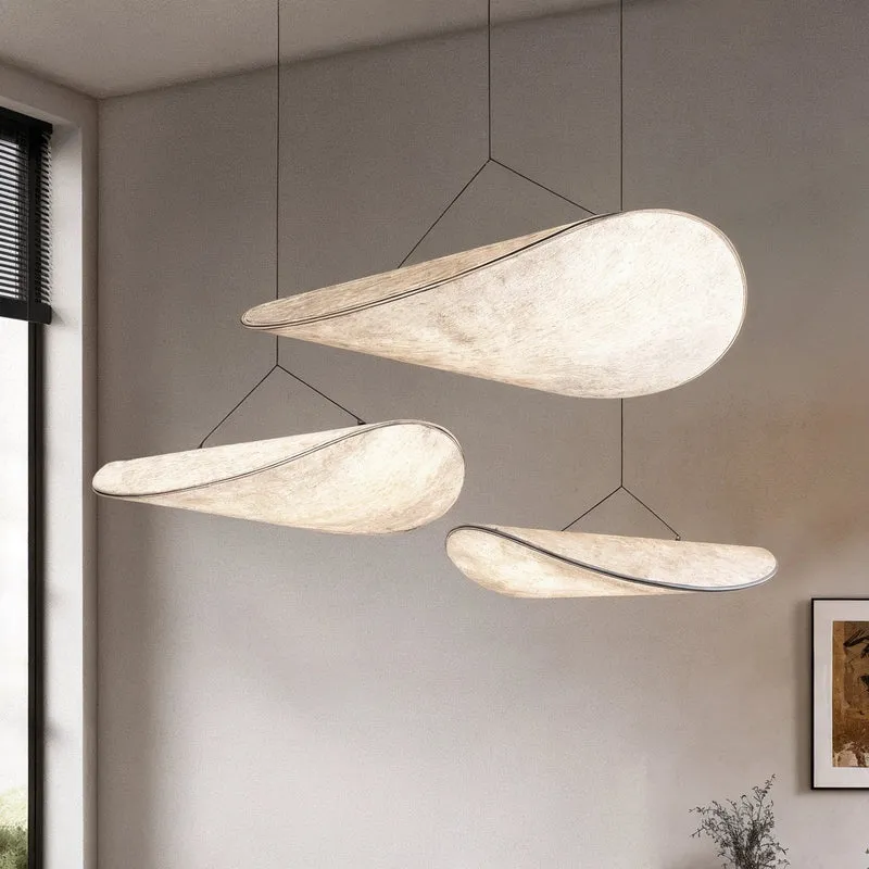 Euroselle Japandi Pendant Light With Silk Shade For Dining And Living Areas