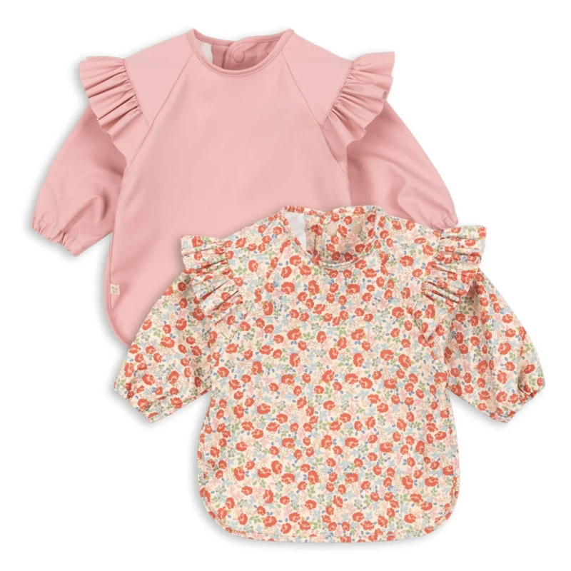 2-er-Pack Lätzchen mit Ärmeln in Kaluka/Bridal Rose