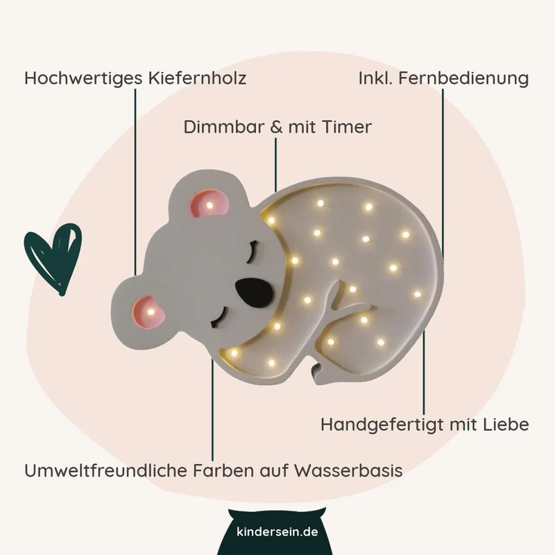LED Nachtlicht Koala aus Holz, dimmbar