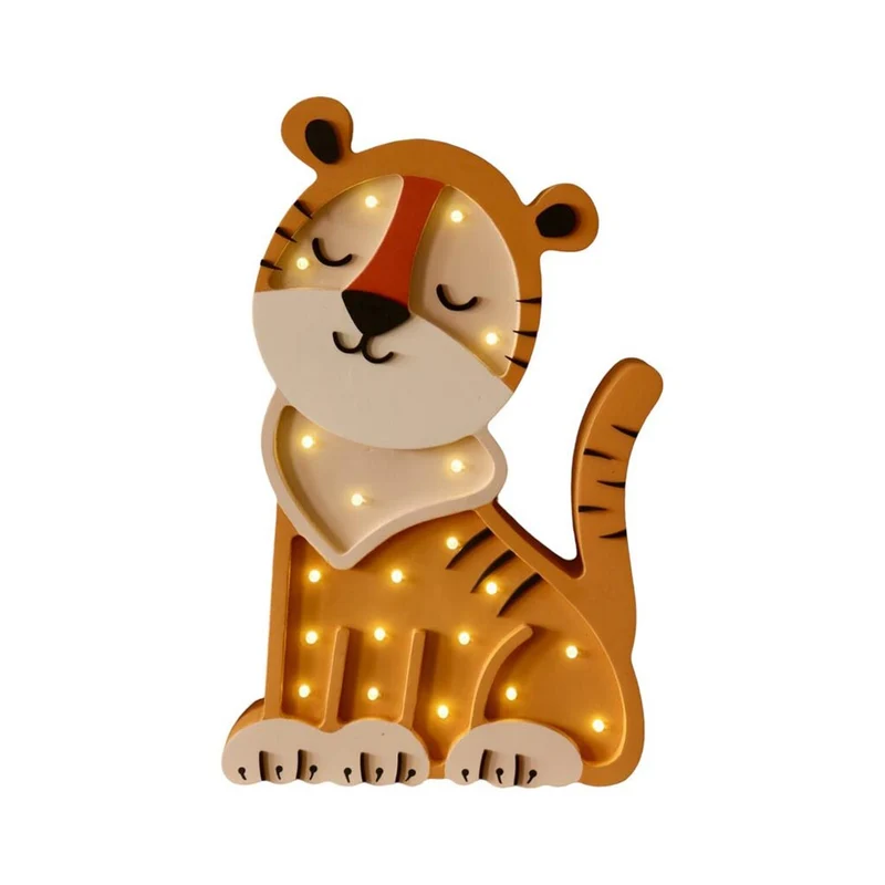 LED Nachtlicht Tiger aus Holz, dimmbar