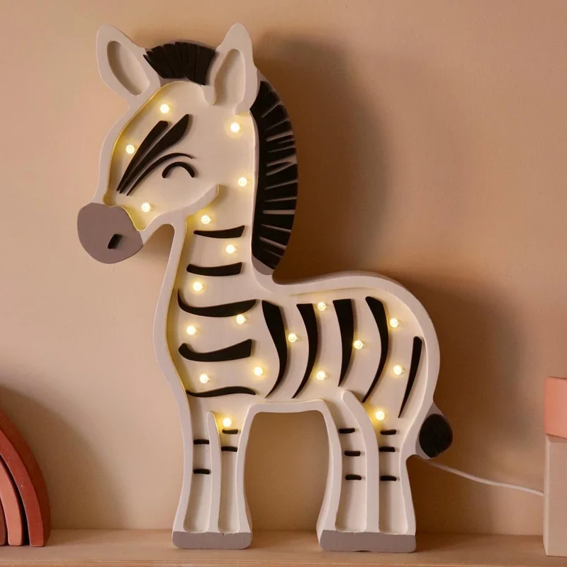 LED Nachtlicht Zebra aus Holz, dimmbar