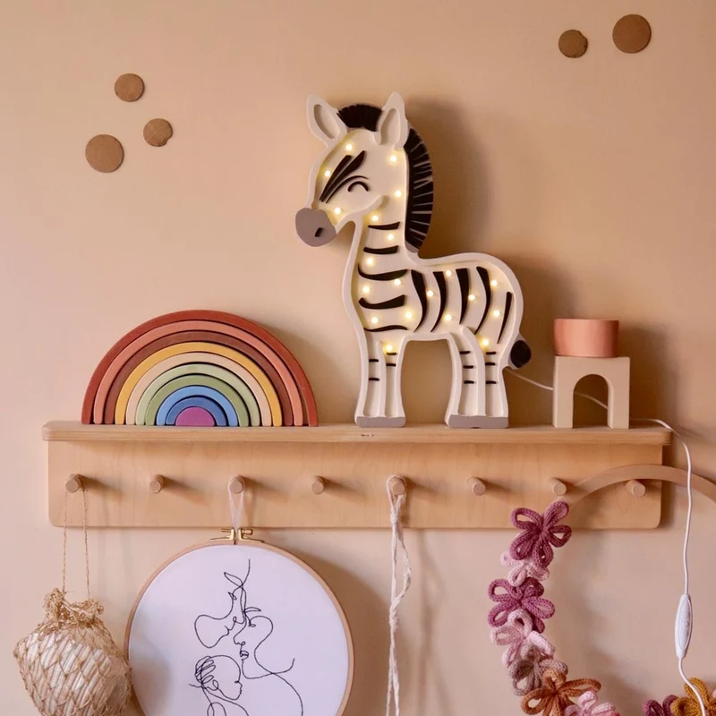 LED Nachtlicht Zebra aus Holz, dimmbar