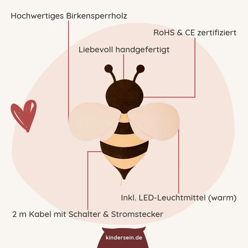Wandlampe Biene aus Holz