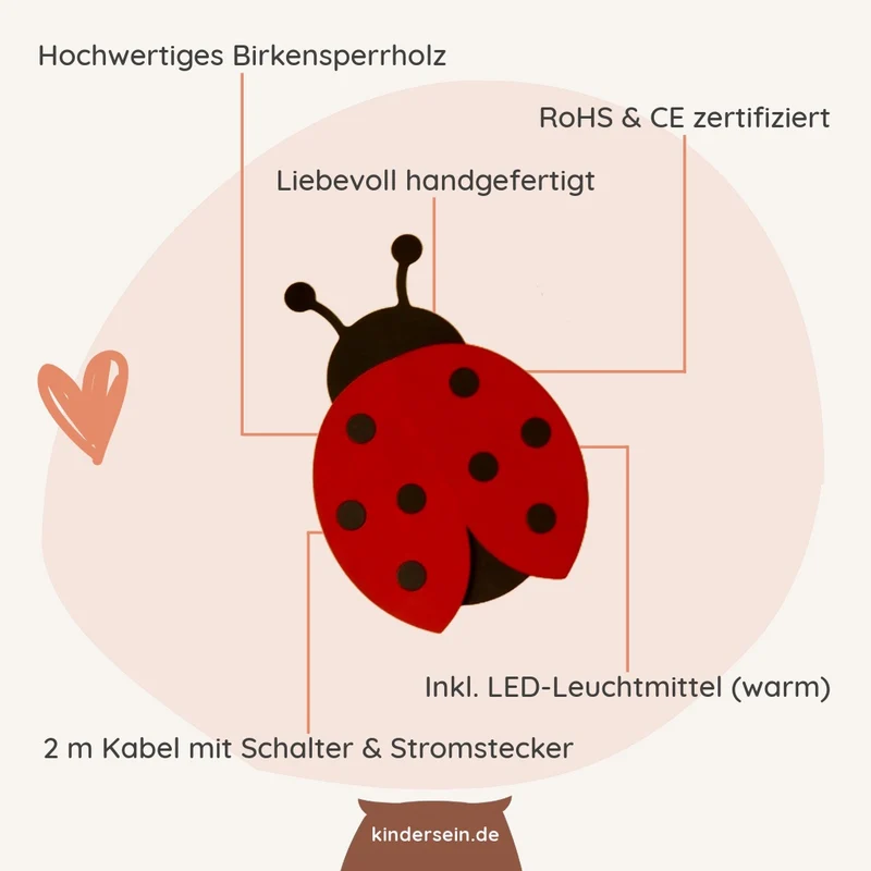 Wandlampe Marienkäfer aus Holz