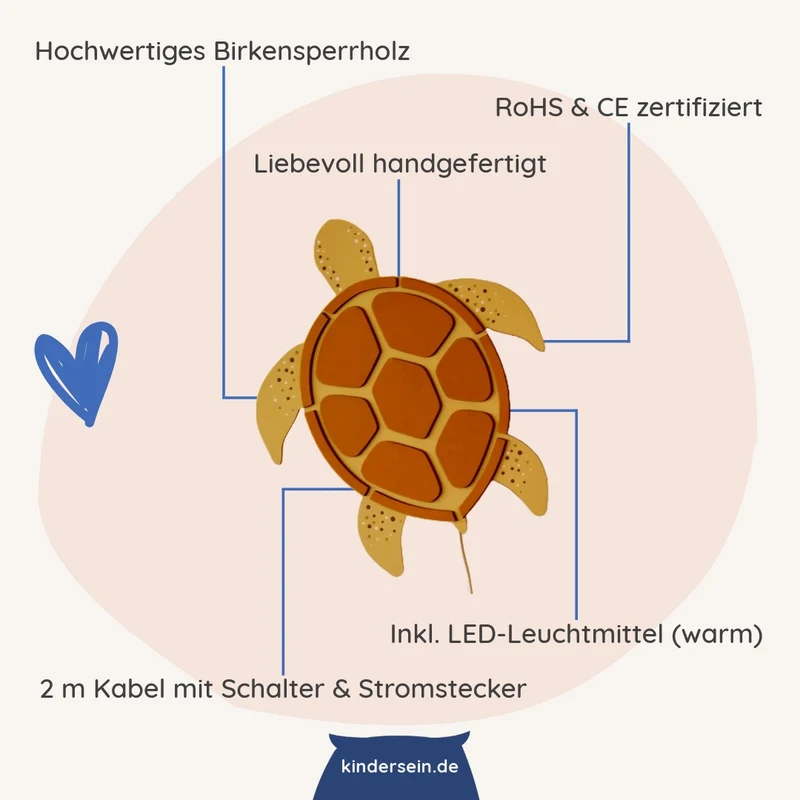 Wandlampe Meeresschildkröte aus Holz